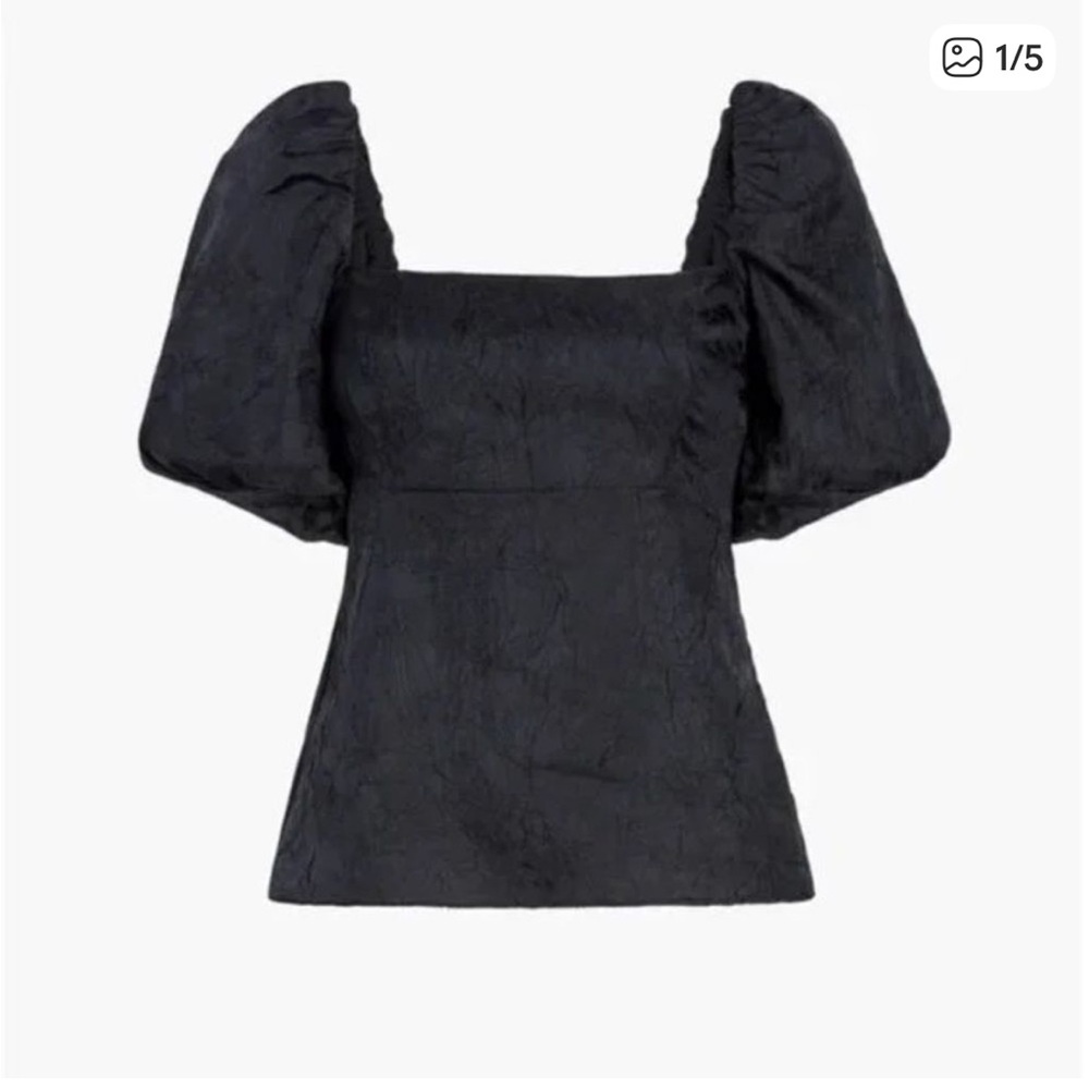 NWT Hill House Matilda Top Black Taffeta puff sleeve